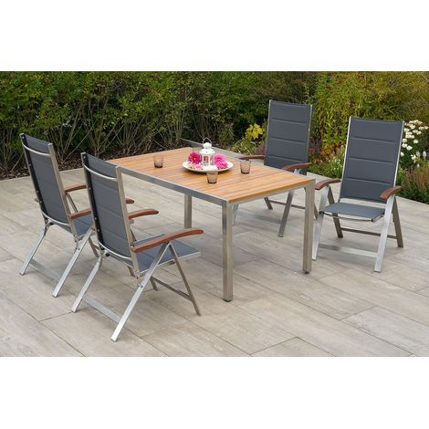 Ferrara Set 5tlg 4 Sessel Tisch 150x90cm