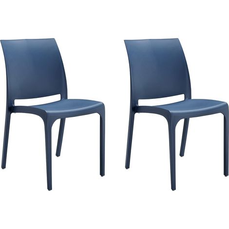 GLOUPIE Set 2 Sedie Volga In Polipropilene Blu,54x46x81Cm,Peso 3,5Kg,Per Interno/Esterno,Made In Italy,Sedie Impilabili (1/5)