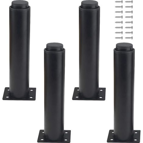 4 Tischbeine aus mattschwarzem Metall, 18–30 cm, verstellbares Bein, Couchtischbein, verstellbares Tischbein, Möbelfüße, Set inklusive Schraubendreher und Schrauben