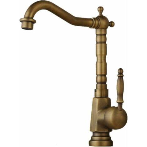 Mitigeur d'évier de cuisine à une poignée Robinet à cartouche en céramique en laiton Bec Robinet à bec haut (1/4)