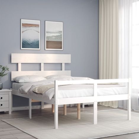 Seniorenbett mit Kopfteil Weiß Massivholz vidaXL420808 (1/5)