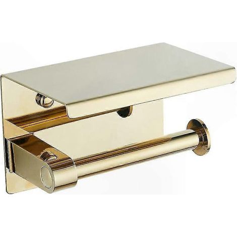 Wandregal fürs Badezimmer mit Toilettenpapierhalter, goldfarben, aus Edelstahl 304, dekoratives Wohnaccessoire (1/5)
