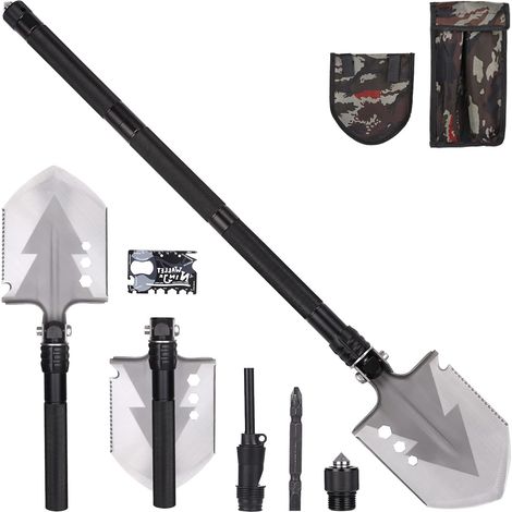 Pelle pliante de 78 cm, pelle polyvalente, combinaisons de 3 longueurs, pelle de camping pelle pliante à 180 degrés, convient pour la randonnée en plein air, la chasse, l'exploration, le jardin, etc. (1/3)