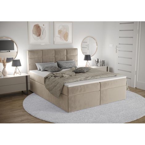 Lit Boxspring Kaja - Rose - 160x200 Cm - Lit Confortable - Design Élégant - Matelas À Ressorts Bonnell (1/4)