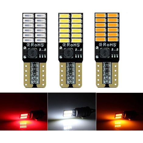 Lot de 2 LED T10 4014 24SMD pour plaque d'immatriculation et lecture. blanc large. 12V. courant constant. décodage auto. éclairage auto. (1/5)