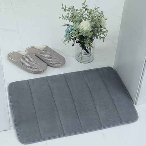 Tapis d'entrée rayé en polaire douce, tapis de porte de salle de bain 40 x 60 cm (1/5)