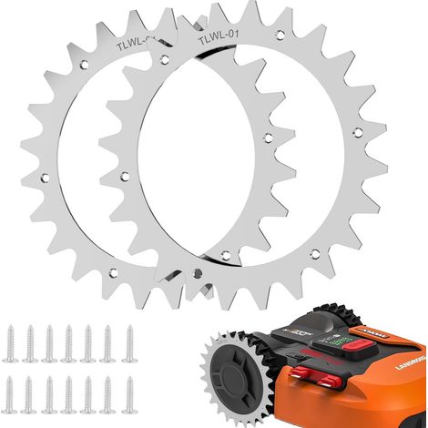 Amélioration de la traction pour robot tondeuse à dents de roue - Compatible avec les robots tondeuse S/M - Acier galvanisé - Taille de la roue : 205 mm. (1/5)
