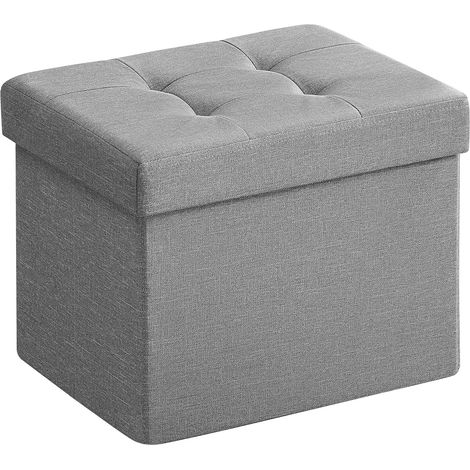 SONGMICS Banc de rangement pliable 41 cm, Repose-pieds, Gris clair (1/5)