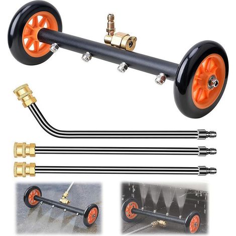 Power Washer Nettoyeur de soubassement 2 en 1 - Balai à eau pour le lavage de voiture - Avec 3 barres d'extension 4000 PSI (1/5)