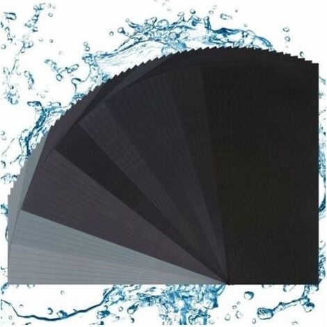 Papier de Verre, 50 Pcs Papiers de Verre Carrosserie à l'eau pour Polissage et Ponçage, Papier à Poncer à l'eau Utilise pour Bois Peinture Verre (320 400 600 800 1000 1200 1500 2000 2500 3000 Mailles) (1/5)