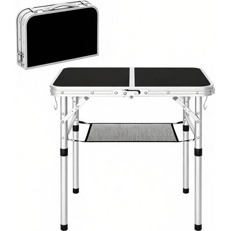 Multifunktionaler klappbarer Campingtisch, höhenverstellbar 60x40 cm, schwarz (1/5)