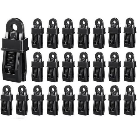 24 Pince pour Bache, Fixation Bache pour Camping, Carvanes, Pique-Nique (1/4)