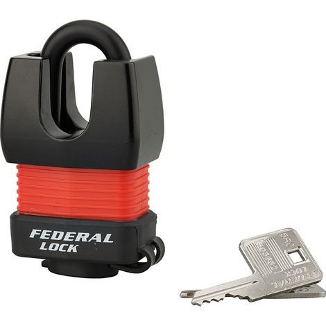 Lucchetto Federal Lock Docker, da esterno, acciaio cementato 45mm, altissima sicurezza, guardia alta, 2 chiavi - THIRARD