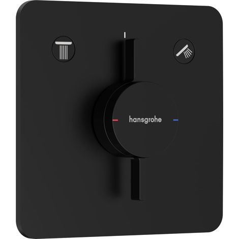 Mitigeur de douche encastré, Robinet douche 2 sorties, Mitigeur monocommande pour iBox universal 2, Noir mat, 75414670 (1/5)