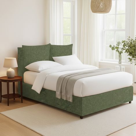 Letto Matrimoniale Formby, Sfoderabile, Contenitore Made in Italy, Verde (1/5)