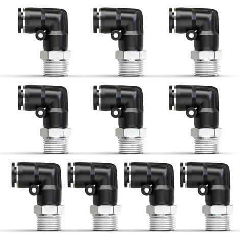 JSSEVN-Raccords coudés mâles 4mm OD Tube x 1/4 Inch BSP Push to Connect PL4-02 (Pack de 10) (1/5)