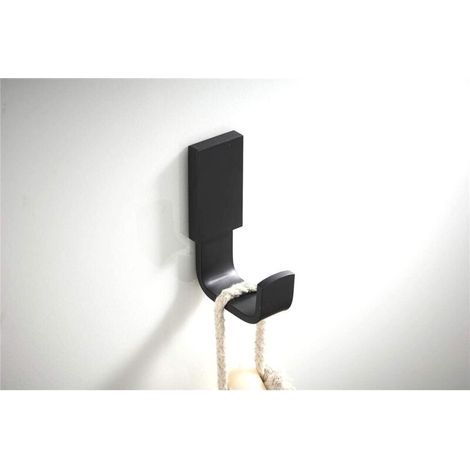 Set mit 5 Wandhaken aus Messing für Bademäntel und Handtücher, modernes Design, mattschwarze Oberfläche