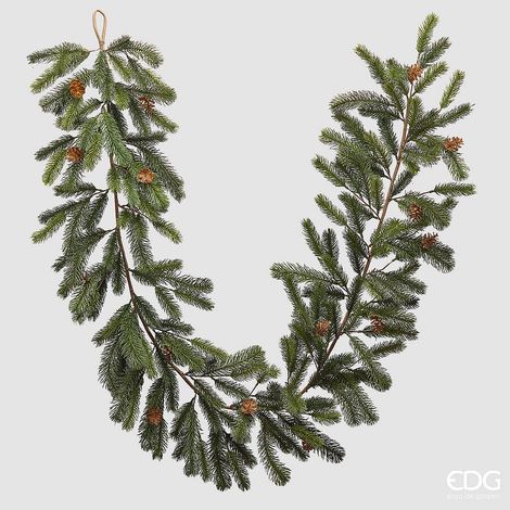 EDG Enzo De Gasperi Festone di Pino con Pigne Green L180 cm – Decorazione Artificiale di Natale (1/4)