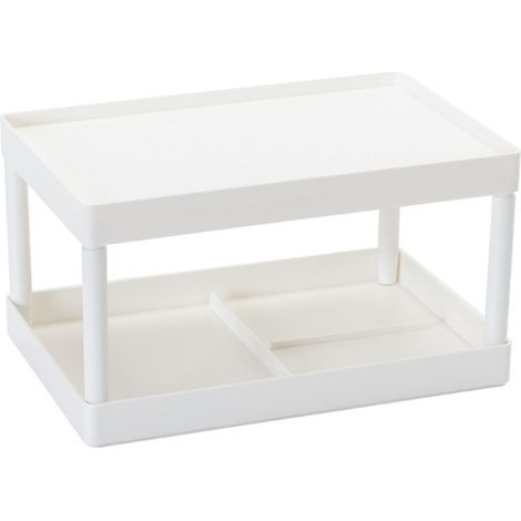 Étagère de Bureau 2 Niveaux - Plastique - 15x18,5x28cm - Organisateur Cosmétique Moderne Grande Capacité pour Rangement (1/5)