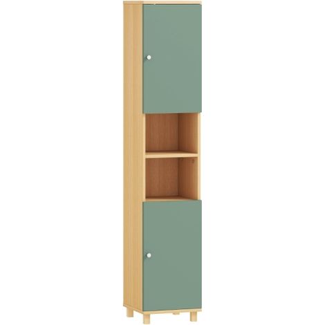 Green Bathroom Cabinet with Adjustable and Open Shelves for Stylish Storage Solutions (1/5)