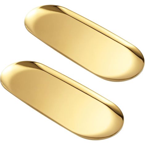 plateau ovale en acier inoxydable doré 22,9 cm finition miroir lot de 2 rangement bijoux cosmétiques salle de bain (1/5)