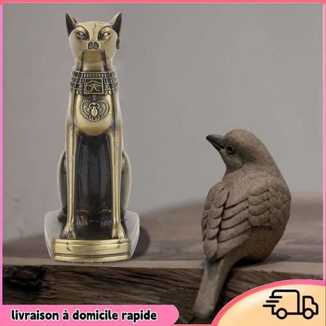Statue de chat égyptien - DILWE - Métal - 15 cm - Décoration intérieure - Vintage (1/4)