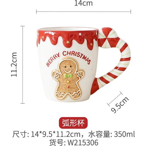 Mug de Noël en céramique avec bonhomme en pain d'épice, mug à café peint à la main et embossé, mug à thé raffiné