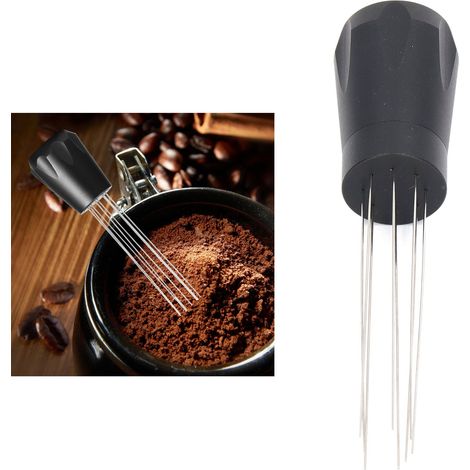 Kaffeepulverspender, Zubehör für Espressomaschinen aus Edelstahl, Pulververteiler, Nadelspender für schwarzes Kaffeepulver (1/5)