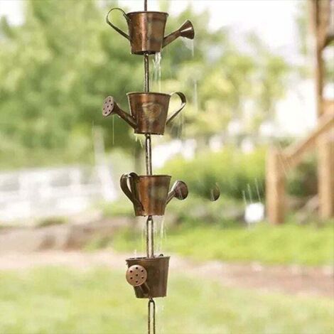 14,3 m lange Regenrinne, Regenrinnen-Regenkette – Metall-Gartenaccessoire, Geschenkidee für Mama, Regenrinnen-Regenkette, Regenfänger für Fallrohrhalterung mit Adapter (1/5)