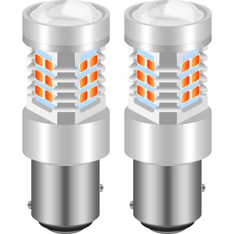 7528 1157 BAY15D 1016 1034 94 Ampoules LED Chipsets 2835 Jaune Haute Puissance Extrêmement Lumineux avec Projecteur pour Clignotants (Lot de 2)