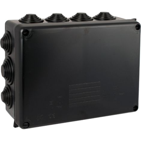 Scatola di connessione stagna da superficie sigillabile con 14 coni IP55/IK08 23,3x18,1x8,7cm colore nero