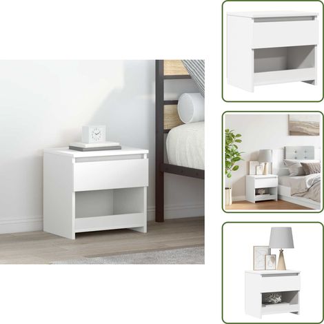 Table de chevet Blanc 40x30x39 cm Aggloméré - Table De Chevet - Meuble De Chambre - Commode - Rangement Nuit - Bureau D'appoint