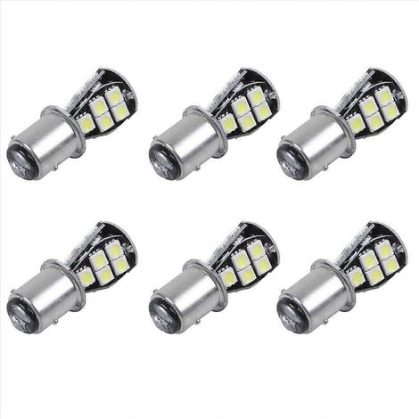 6 ampoules LED SMD 5050 P21W BAY15D 18, feu stop, blanc (6 x 1157 P21W BAY15D). (1/5)