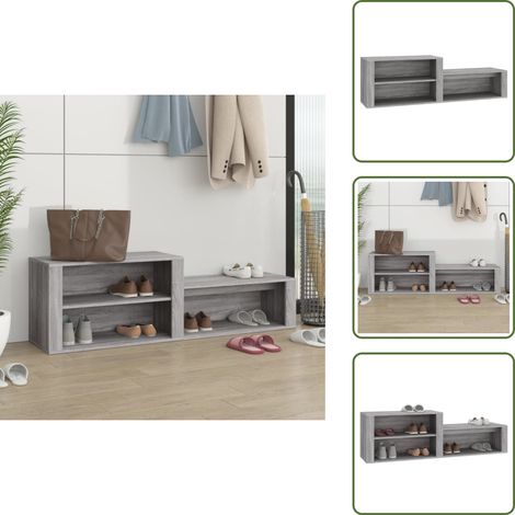 Armoire à chaussures Sonoma gris 150x35x45 cm Bois d'ingénierie - Armoire À Chaussures - Meuble Chaussure - Rangement Chaussures - Étagère Chaussures - Entrée Organisateur (1/5)