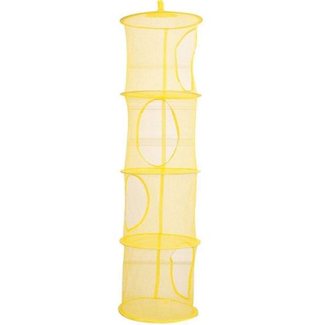 Étagère de rangement pliable à 4 niveaux en maille pour jouets d'enfants, panier suspendu, organisateur d'objets divers, jaune (1/5)