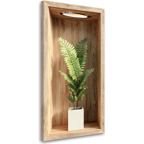 Tableau déco Feuilles de fougère dans un renfoncement en bois 50x100 (1/4)