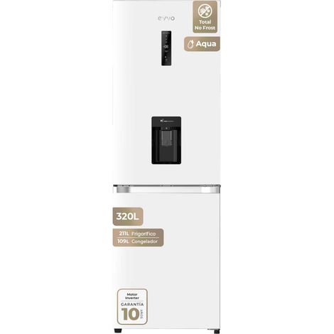 Frigorífico Combi EVVO F56 Aqua Blanco, Total No Frost, Motor Inverter, 320L, Dispensador de Agua, Clase D (1/5)