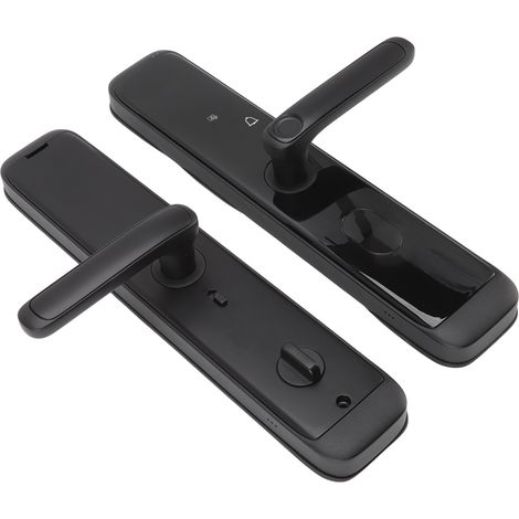 Serrure de porte intelligente à empreinte digitale, Bluetooth et mot de passe, compatible avec l'application Tuya, avec clés, pour appartements et hôtels, 6 V, noire. (1/5)