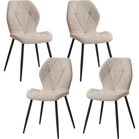 4er-Set Esszimmerstühle, gepolsterte Küchenstühle mit Metallbeinen, beige (1/5)