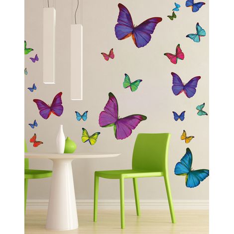 Sticker mural papillons multicolores 50x120cm - Déco murale pour la maison, autocollant décoratif pour intérieur. (1/2)