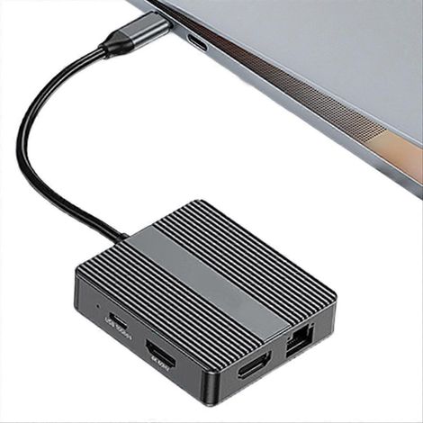 Hub USB-C, adaptateur USB 3.2, station d'accueil pour ordinateur portable avec double sortie HDTV 4K 60 Hz, Ethernet RJ45 et charge rapide PD. (1/5)