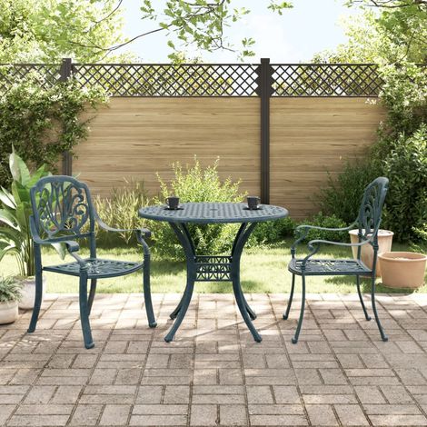 Ensemble de bistro 3 pcs vert aluminium coulé