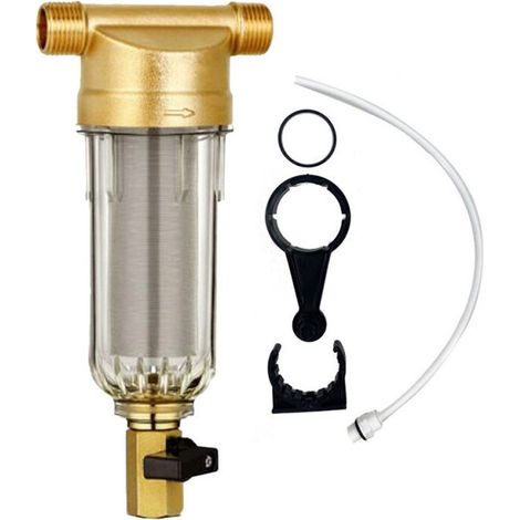 Filtre Fin Rinçable, Pré-Filtre, Filtre à Eau du Robinet, Filtre à Sédiments Pré-Filtre, Filtre à Eau à Sédiments Rotatif, pour Filtre à Sédiments pour Tuyau d'eau de Puits(1/2 ") (1/5)