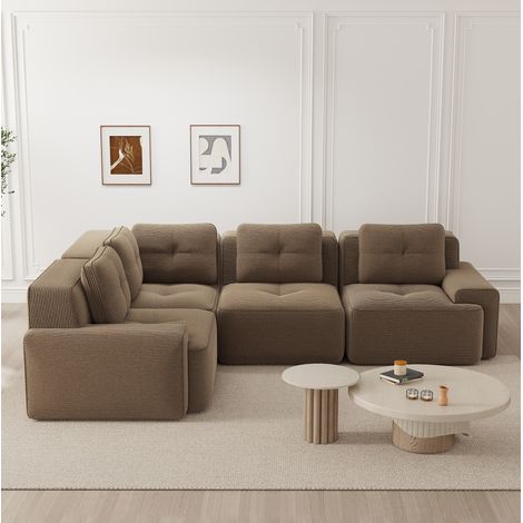 Sofá modular esquinero de pana marrón OKMYHOME (1/5)