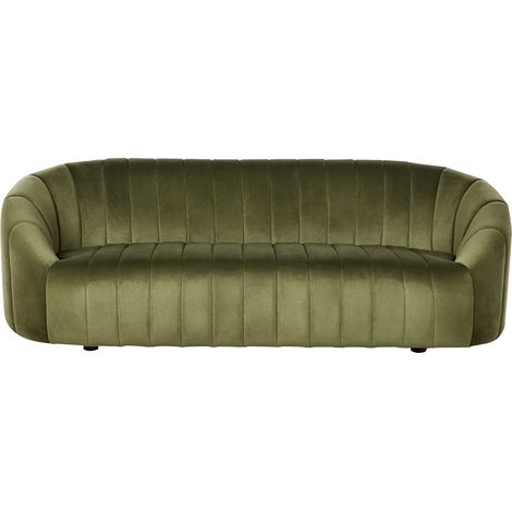 Sofá 3 plazas terciopelo asiento acolchado respaldo bajo retro contemporáneo verde oscuro Malung