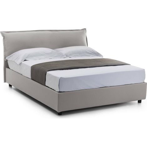 Talamo Italia Doppelbett Clorinda, Containerbett mit abnehmbarem Bezug mit gepolstertem Kopfteil und Bettrahmen, 100% Made in Italy, inklusive Matratze 160 x 200 cm, Grau