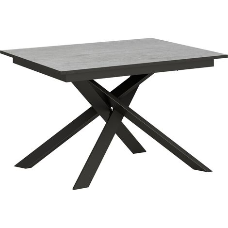 Tavolo "Varese" allungabile in legno per sala da pranzo -90 x 120 + 60 cm / Cemento (1/5)