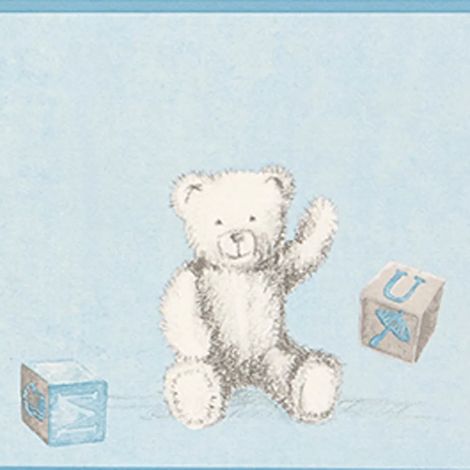 Casadeco Douce Nuit Bordüre Teddybär grau blau (1/5)