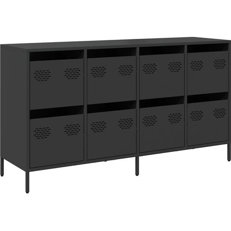 Maison Exclusive - Aparador de acero laminado en frío negro 135x3