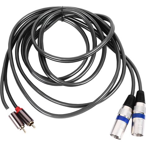 Câble RCA mâle vers 2 XLR mâle flexible PVC 3 mètres pour connexion audio home cinéma et appareils (1/5)